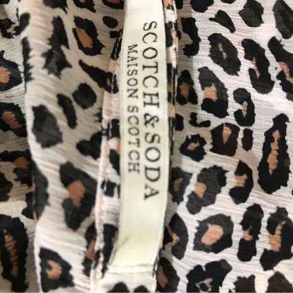 Scott & Soda Maison Scotch Leopard Print Silk Trapeze Dress Size M - Picture 9 of 11
